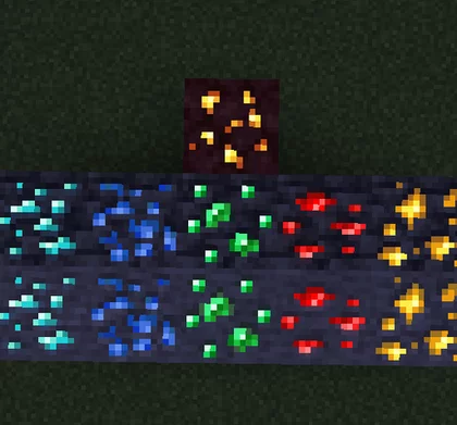 Текстуры Vanilla Emissive Ores для Minecraft 1.21.1, 1.20.1, 1.19.4 ...